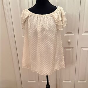 Banana Republic Off-White Ruffle Blouse